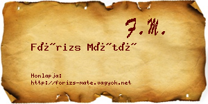 Fórizs Máté névjegykártya